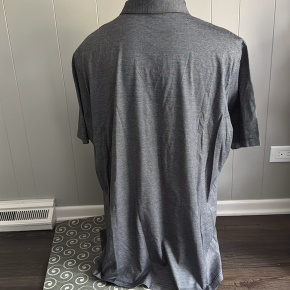 Peter Millar black/white narrow stripe 3 button placket short sleeve polo shirt. - Picture 4 of 6